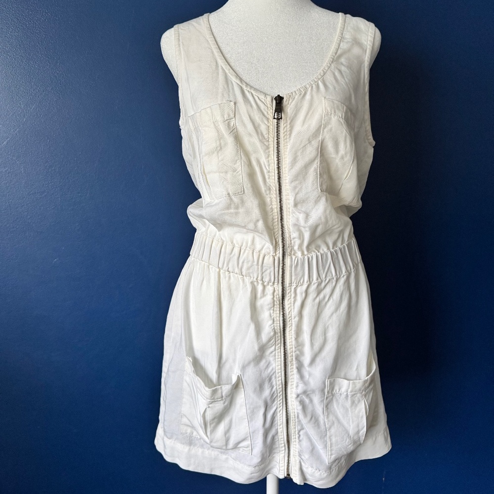 Young Fabulous & Broke White Zip-Front Utility Dress – Size Small